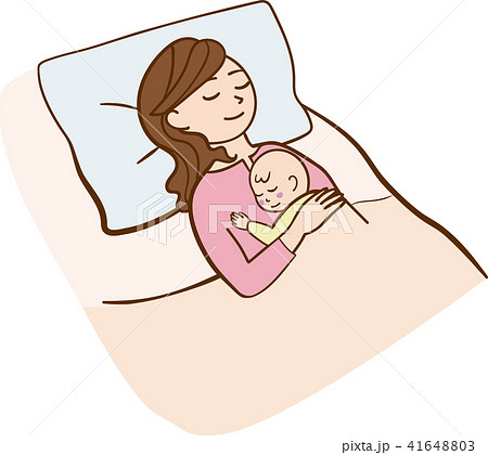 休んでいる赤ちゃんとママのイラスト素材