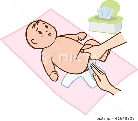 赤ちゃんのオムツ替えのイラスト素材 41648805 Pixta