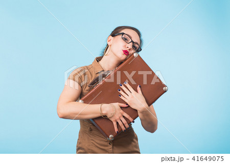Portrait of a beautiful young woman in retro style. 41649075