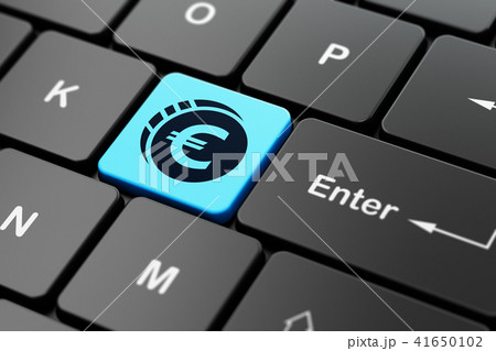 Money concept: Euro Coin on computer keyboard background 41650102
