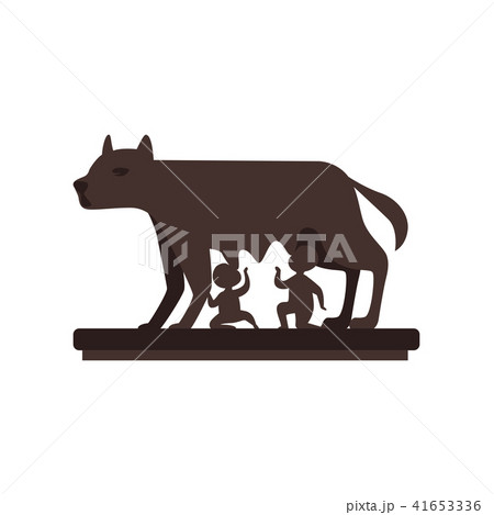 Capitoline Wolf with Romulus and Remus vector Illustration on a white background 41653336
