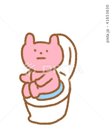 トイレに座るウサギのイラスト素材