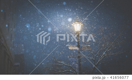 Street lamp in winter night Street lamp in winter night 41656077