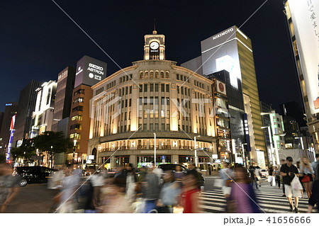 日本の東京都市景観 銀座の街並みを望む(夜景) 日本の東京都市景観 銀座の街並みを望む(夜景) 41656666