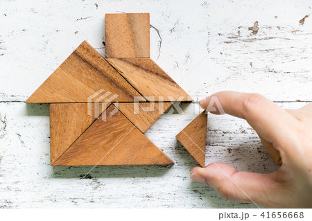 Tangram puzzle wait to fulfill home shape 41656668