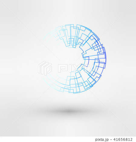 Wireframe logo polygonal element. Torus with connected lines and dots. Vector Illustration EPS10. 41656812