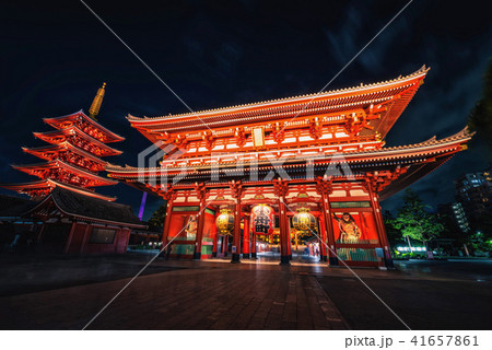 Sensoji is an ancient Buddhist temple at night Sensoji is an ancient Buddhist temple at night 41657861