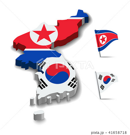 Flag of North Korea and South Korea, Map 41658718