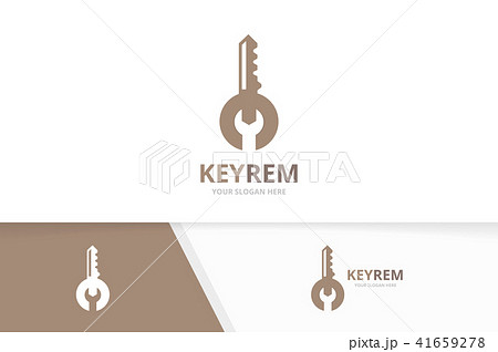 Vector key and repair logo combination. Lock and fix symbol or icon. Unique house and service 41659278