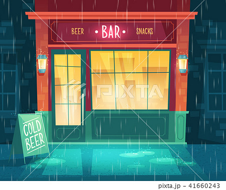 Vector Bar Shop Window Entrance With Beer Snacksのイラスト素材