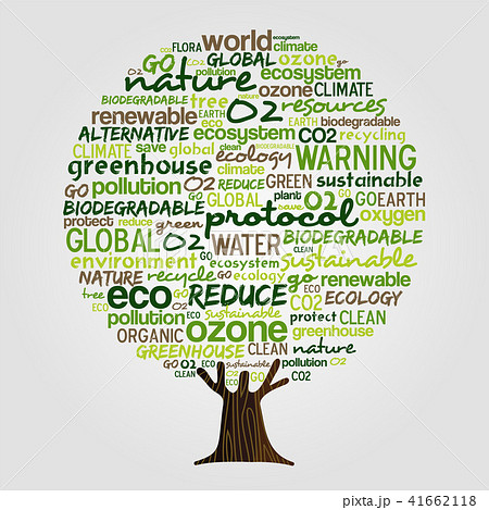 Green tree made of eco friendly text quotes 41662118