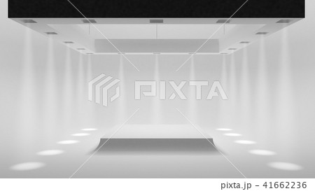 Empty white Studio with spotlights on the edges and soft smooth light in the center. 3d rendering. Empty white Studio with spotlights on the edges and soft smooth light in the center. 3d rendering. 41662236