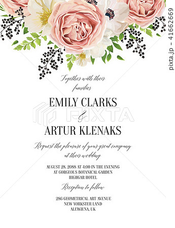 Wedding floral watercolor invitation save the date 41662669