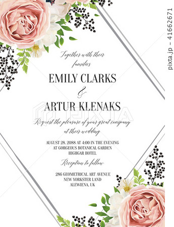 Wedding floral watercolor style invite, invitation 41662671