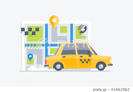 Car taxi on the map background 41662962