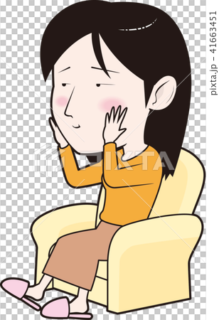 ソファで照れてる娘のイラスト素材