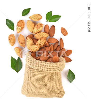 Top view of Almonds isolated on white background 41664039