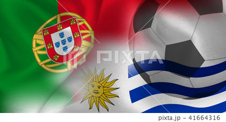 ポルトガル　ウルグアイ　 国旗　サッカー  41664316