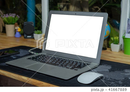 laptop with blank white screen laptop with blank white screen 41667889