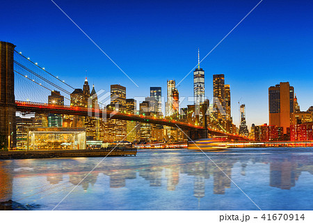 New York night view of the Lower Manhattan 41670914