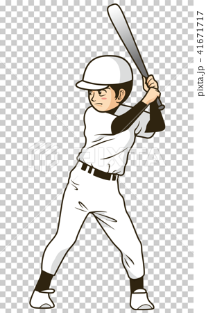 チラシやカタログのカットとして使えるマウンドで構える野球少年のイラストのイラスト素材
