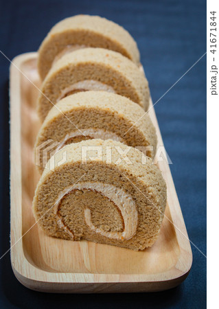 Roll small cake coffee with cream. Roll small cake coffee with cream. 41671844