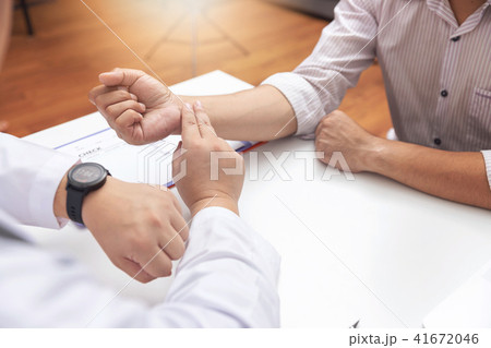 Doctor check patient blood pressure in office. Doctor check patient blood pressure in office. 41672046