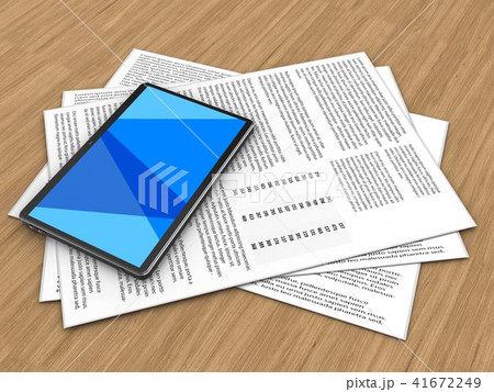 3d illustration of papers and tablet computer 3d illustration of papers and tablet computer 41672249