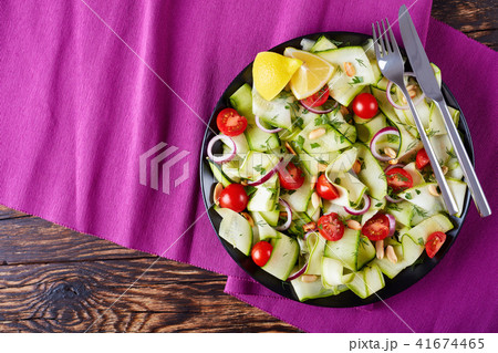 zucchini ribbon salad on a plate 41674465