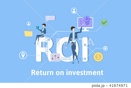 ROI, Return On Investment. Concept table with keywords, letters and icons. Colored flat vector 41674971