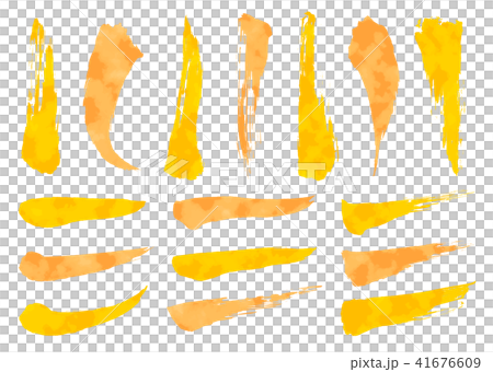筆書き 長い線 水彩オレンジのイラスト素材