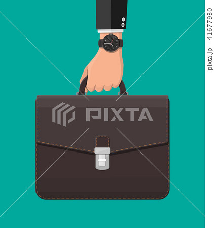 Businessman with wrist watch and suitcase in hand 41677930