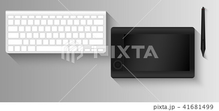 Top view mockup of graphic designer workplace Top view mockup of graphic designer workplace 41681499