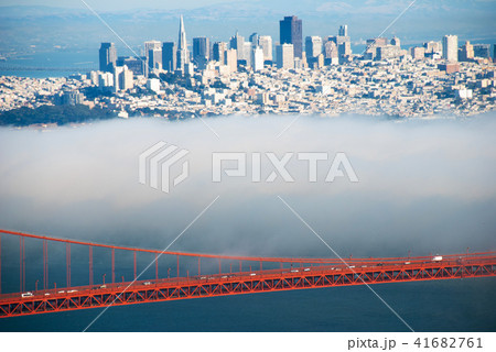 San Francisco Golden Gate bridge on foggy day San Francisco Golden Gate bridge on foggy day 41682761