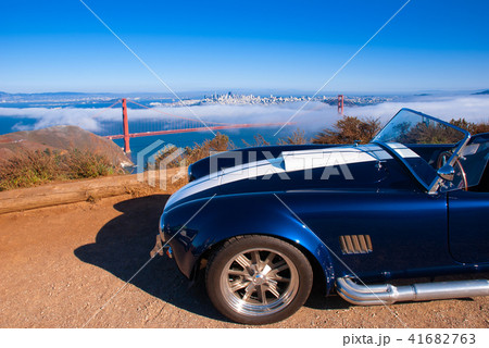 Vintage sport car San Francisco Golden Gate bridge 41682763