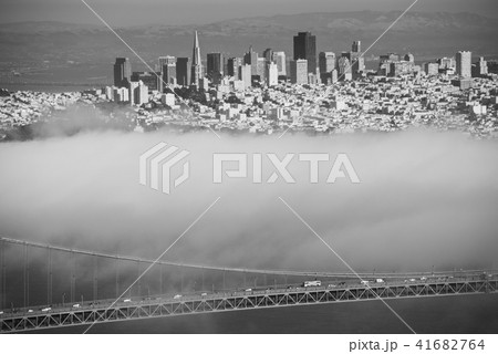 San Francisco Golden Gate bridge on foggy day 41682764