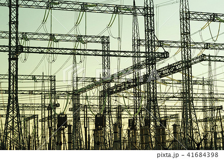 silhouettes of electrical substation facilities 41684398