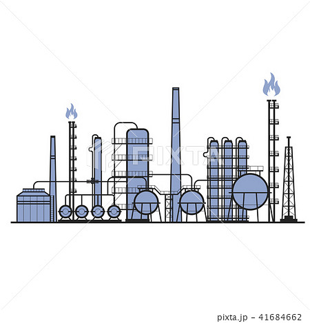 Petrochemical Factory Manufacturing Plant のイラスト素材