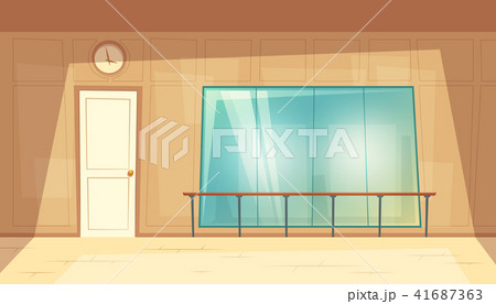 Vector cartoon empty dance-hall with mirrors Vector cartoon empty dance-hall with mirrors 41687363