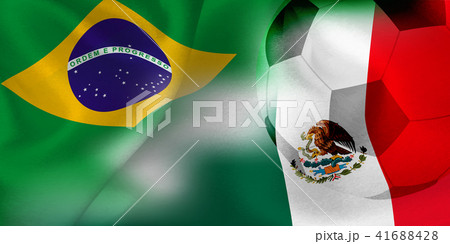 ブラジル メキシコ 国旗 サッカー のイラスト素材