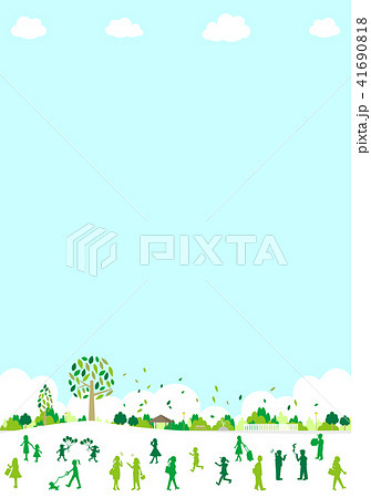 公園　人物　シルエット 41690818