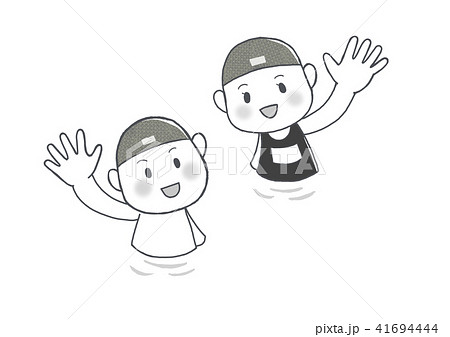 スイミング 白黒背景なし のイラスト素材