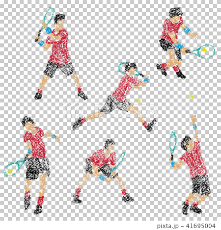 Illustration of a tennis player drawn with crayon Illustration of a tennis player drawn with crayon 41695004