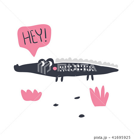 Cute hand drawn portrait of a crocodile Cute hand drawn portrait of a crocodile 41695925