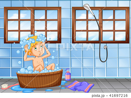 young boy bath 