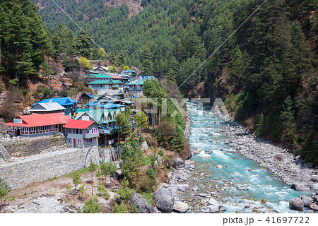 Small village on the mountains, trekking  41697722