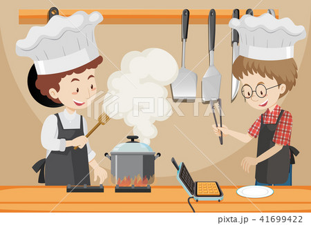 Friend Cooking in the Kitchen Friend Cooking in the Kitchen 41699422