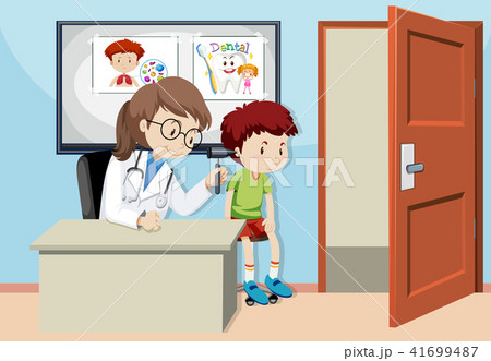A Kids Checking Ear With Doctor 41699487