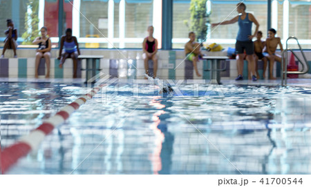 Blurred. Children learn to swim in the pool Blurred. Children learn to swim in the pool 41700544