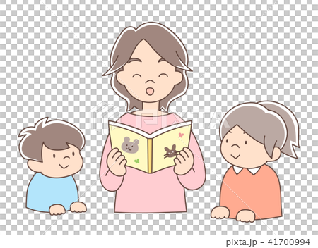 媽媽和孩子一起朗讀 41700994